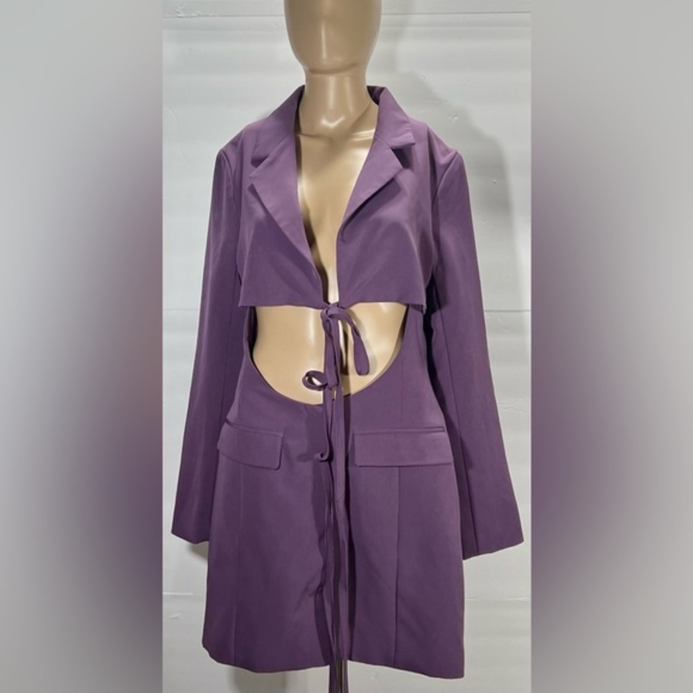 As U Wish Lavender Tie-Front Blazer